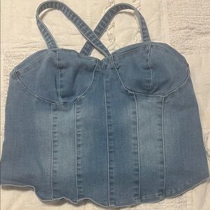 Y2K Oat New York Denim Corset Top, Size large